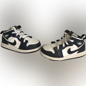 Nike Air Jordan 1 Mid Retro Navy/White Black, Toddler/Boy